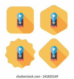 Valentine's Day message phone flat icon with long shadow,eps10