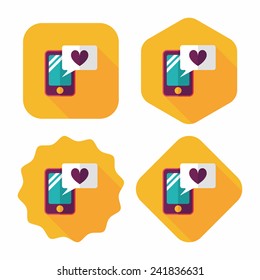 Valentine's Day message phone flat icon with long shadow,eps10