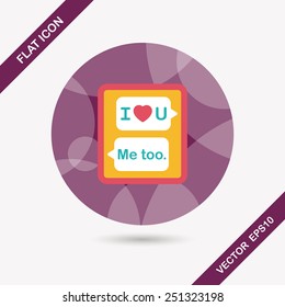 Valentine's Day message phone flat icon with long shadow,eps10