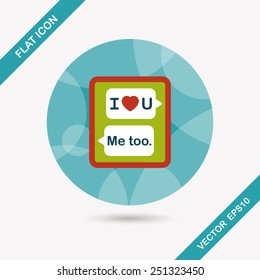 Valentine's Day message phone flat icon with long shadow,eps10