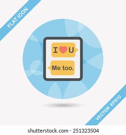 Valentine's Day message phone flat icon with long shadow,eps10