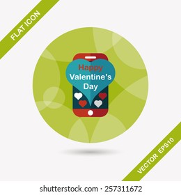 Valentine's Day message phone flat icon with long shadow,eps10