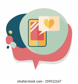 Valentine's Day message phone flat icon with long shadow,eps10