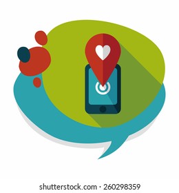 Valentine's Day message phone flat icon with long shadow,eps10