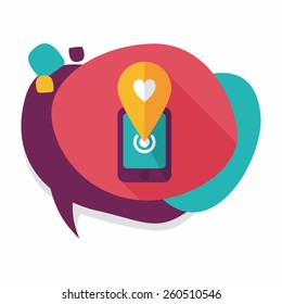 Valentine's Day message phone flat icon with long shadow,eps10