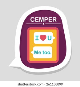 Valentine's Day message phone flat icon with long shadow,eps10
