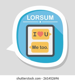 Valentine's Day message phone flat icon with long shadow,eps10