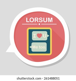 Valentine's Day message phone flat icon with long shadow,eps10