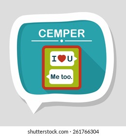 Valentine's Day message phone flat icon with long shadow,eps10