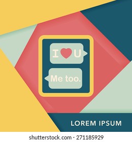 Valentine's Day message phone flat icon with long shadow,eps10