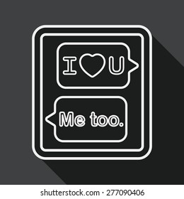 Valentine's Day message phone flat icon with long shadow, line icon
