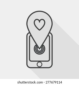 Valentine's Day message phone flat icon with long shadow, line icon