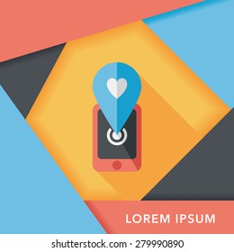 Valentine's Day message phone flat icon with long shadow,eps10