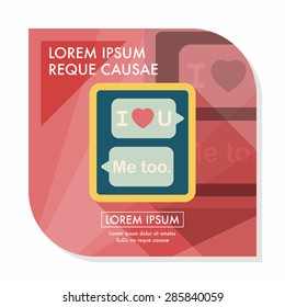 Valentine's Day message phone flat icon with long shadow,eps10