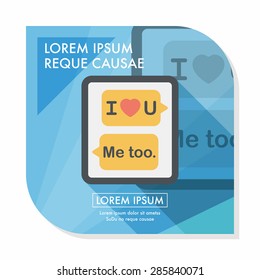 Valentine's Day message phone flat icon with long shadow,eps10
