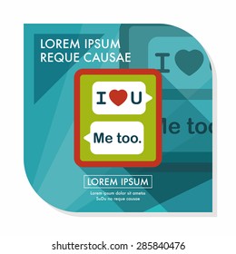 Valentine's Day message phone flat icon with long shadow,eps10