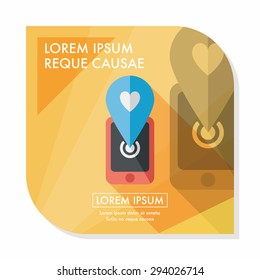 Valentine's Day message phone flat icon with long shadow,eps10