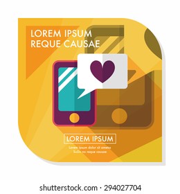 Valentine's Day message phone flat icon with long shadow,eps10