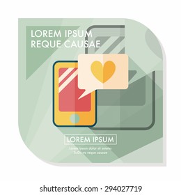 Valentine's Day message phone flat icon with long shadow,eps10