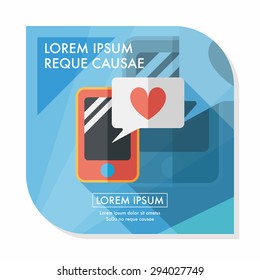 Valentine's Day message phone flat icon with long shadow,eps10