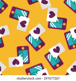 Valentine's Day message phone flat icon,eps10 seamless pattern background