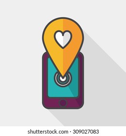 Valentine's Day message phone flat icon with long shadow,eps10
