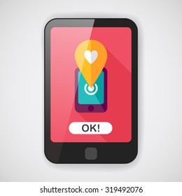 Valentine's Day message phone flat icon with long shadow,eps10
