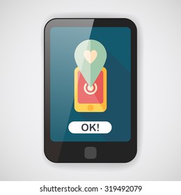 Valentine's Day message phone flat icon with long shadow,eps10