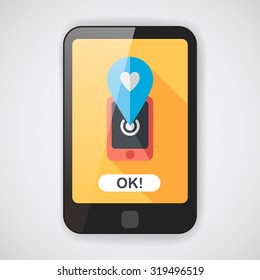 Valentine's Day message phone flat icon with long shadow,eps10