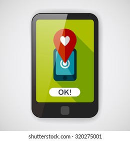 Valentine's Day message phone flat icon with long shadow,eps10