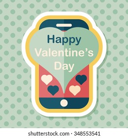 Valentine's Day message phone flat icon with long shadow,eps10