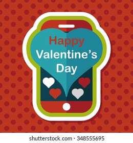 Valentine's Day message phone flat icon with long shadow,eps10