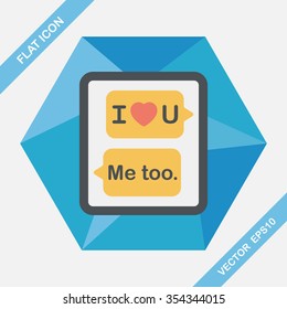 Valentine's Day message phone flat icon with long shadow,eps10