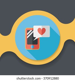 Valentine's Day message phone flat icon with long shadow,eps10