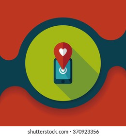 Valentine's Day message phone flat icon with long shadow,eps10