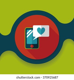 Valentine's Day message phone flat icon with long shadow,eps10