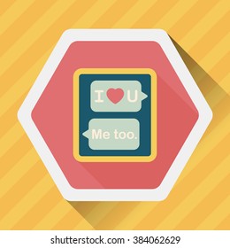 Valentine's Day message phone flat icon with long shadow,eps10