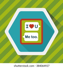 Valentine's Day message phone flat icon with long shadow,eps10
