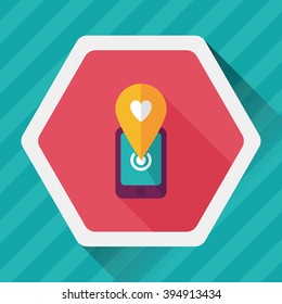 Valentine's Day message phone flat icon with long shadow,eps10