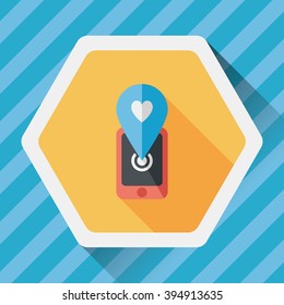 Valentine's Day message phone flat icon with long shadow,eps10