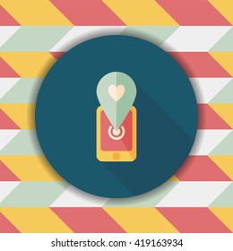 Valentine's Day message phone flat icon with long shadow,eps10