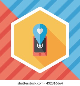 Valentine's Day message phone flat icon with long shadow,eps10