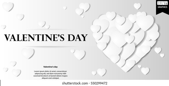 Valentine's day message White Heart,Vector illustration. 