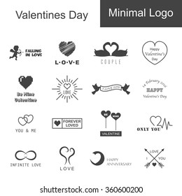valentines day minimal logo, vector designs