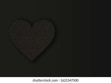 Valentine's day minimalist black 
background, Valentine's day banners, flyer, Valentines Day design, Valentines Day with Heart on black background, Copy space text area, vector illustration.