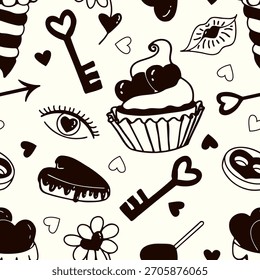 Valentine's day. Minimalistic vector seamless pattern