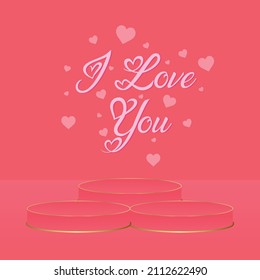 Valentines day mock up with podium Premium Vector