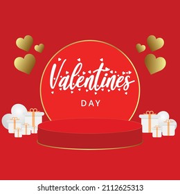 Valentine's day mock up with podium Premium Vector

