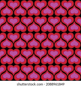 Valentines Day Mod Concentric Heart Seamless Pattern