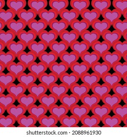 Valentines Day Mod Overlapping Concentric Heart Seamless Vector Pattern